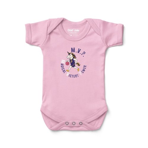 Infant Los Angeles Lakers Chad & Jake Pink Unicorn Graphic Bodysuit