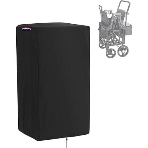 Wagon Cover Compatible with Stroller for 2 Littles(Cover-Only),Waterproof 420D Strollers Covers for All-Terrain Wagons,Dustproof 2 seaters Wagon Cart Storage-18.1" L x 14.9" W x 37.4" H