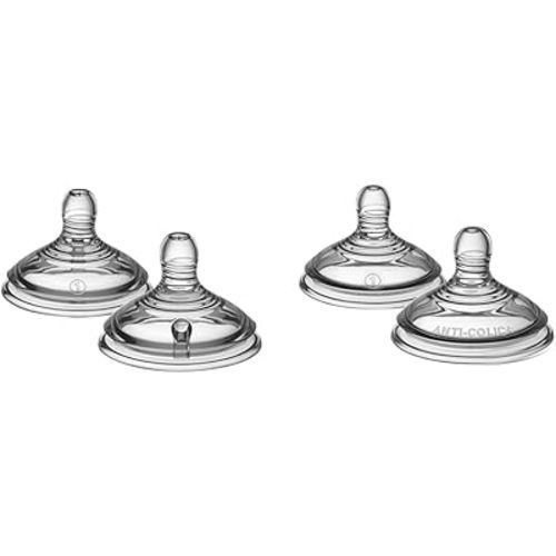 Tommee Tippee Closer to Nature Bottle Nipples, Slow Flow - 2 Count & Advanced Anti-Colic Baby Bottle Nipples, Slow Flow, 0+ Months, Breast-Like, Soft Silicone, Pack of 2