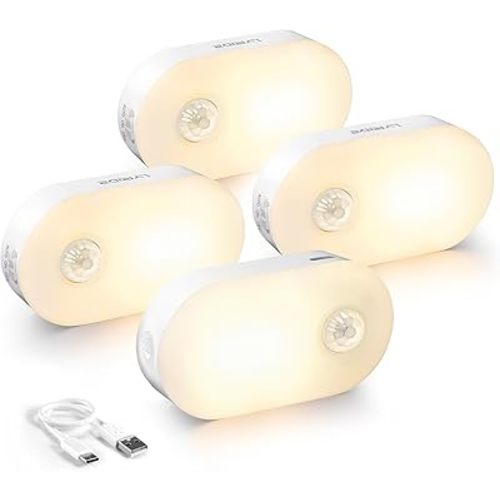 Lyridz Rechargeable Battery Night Light with Motion Sensor, 4-Pack