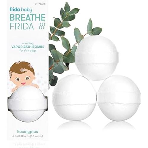 Frida Baby Natural Vapor Bath Bombs for Toddlers & Kids, Eucalyptus Essential Oil Bath Bombs for Aromatherapy, 3 Count