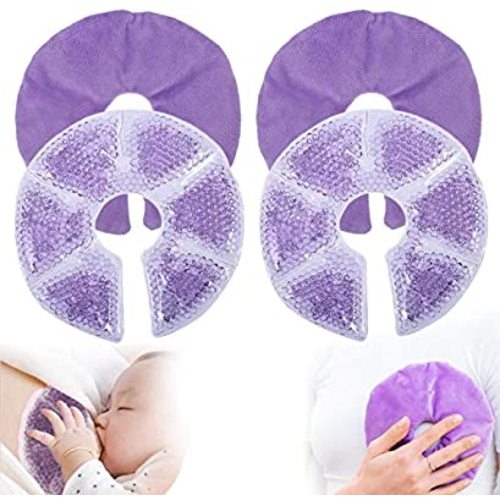 QETRABONE Breast Therapy Pads, Hot Cold Breastfeeding Gel Pads, Breastfeeding Essentials and Postpartum Recovery, Nursing Pain Relief for Mastitis, Engorgement, Reusable, Freezable, Microwavable