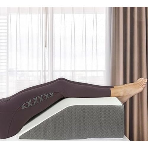Kolbs Bed Wedge Pillow for Sleep Apnea, FSA Eligible Acid Reflux, and Back Pain Relief, with Chic Jacquard Cover - Headboard Wedges for Sleeping (Flat Top 7" Height)