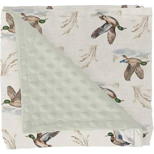Wild Ducks Mallards Baby Blankets for Girl Boy Vintage Duck Hunting Soft Mink Dotted Backing Double Layer Swaddle Receiving Blanket Retro Duck Leaves Pond Bed Throws for Newborn Toddler Nursery 30x40