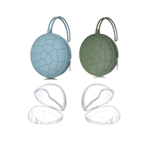 Smlpuame 4 Pack Pacifier Holder Case Set,2 Silicone Portable Pacifier Cover Pouch Bag for Diaper Bag Baby Carriage with 2 Transparent Pacifier Storage Container Box,Easy to Clean,Classic(Blue & Green)