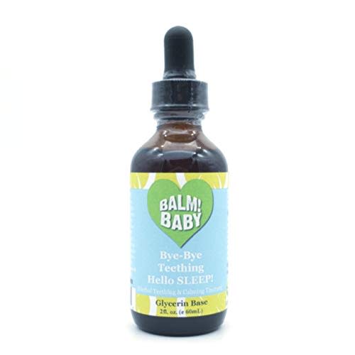 Bye-Bye Teething, Hello Sleep! Natural & Organic Baby Teething Relief & Calming Tincture | Soothes Inflamed Gums, Irritability & Pain  Encourages Sleep | Glass Bottle (Sweet Glycerin - 2oz)