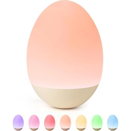 Egg Night Light for Nursery: Baby Night Lights Tap Lamp Stepless Dimming with Warm White and 7 RGB Colors Rechargeable Portable for Infant and Kids Bedroom Breastfeeding Sleep Aid