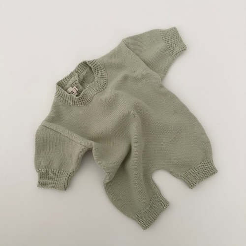 Winnie + Crew Greer Knit Romper in Green 612 Months