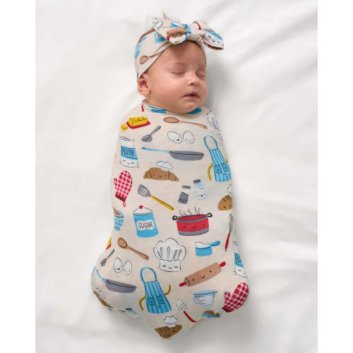 Little Chef Swaddle & Luxe Bow Headband Set | Little Sleepies