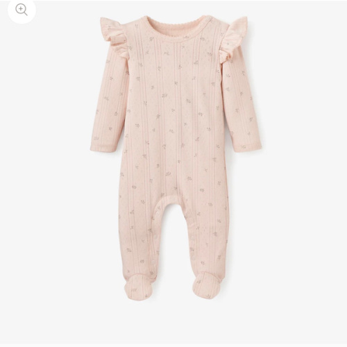 Blush Floral Organic Cotton Pointelle Baby Jumpsuit – Elegant Baby