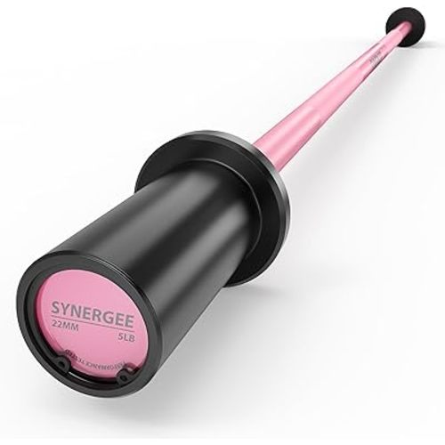 Synergee Kids 5lb Barbell Child’s Weightlifting Bar with 2" Sleeves. Beginner Training Bar for Boys & Girls. Youth Fitness & Strength Training – Available in Orange, Blue, or Pink.