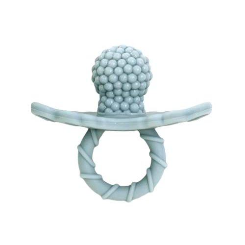 RaZbaby RaZberry Silicone Baby Teether Toy - Berrybumps Soothe Babies Sore Gums - Infant Teething Toy - Hands Free Design - BPA Free - Easy-to-Hold Design - Teething Relief Pacifier - Light Blue