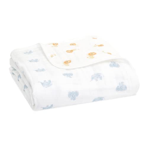 aden + anais 100% Organic Cotton Muslin Baby Blanket Crib Bedding for Newborn Baby and Toddler, Nursery Blanket for Boys and Girls, Baby Registry and Shower Gift - Animal Kingdom, Hello Elephants