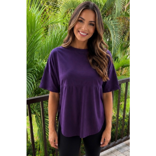 High Hip Tunic Nursing Tee - Purple