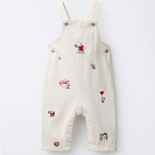 SNOOPY PEANUTS™ TWILL LONG OVERALLS - Ecru | ZARA Canada