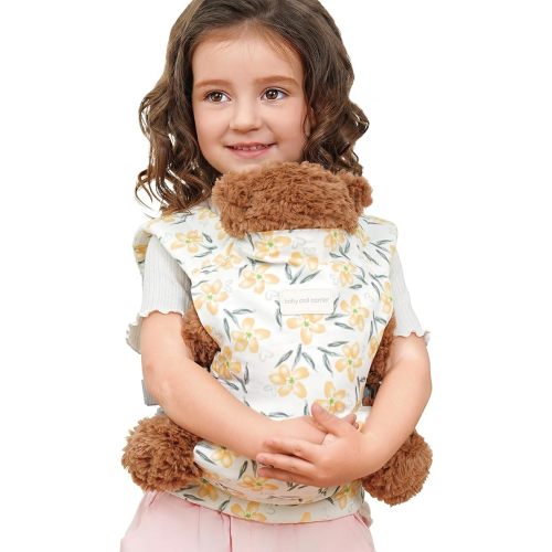 Baby Doll Carrier for Little Girls,Front & Back Soft Cotton Animal Carriers, Adjustable Straps for Stuffed Animals/Kids Doll Accessories (3-Flower Y)