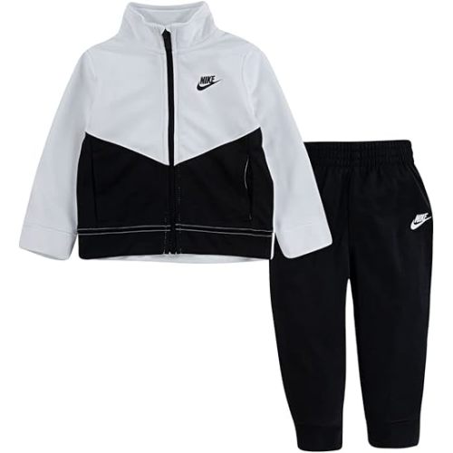 Nike Baby Boys Full Zip Track Jacket And Jogger Pants 2 Piece Set (Black(76F192-023)/White, 18 Months)