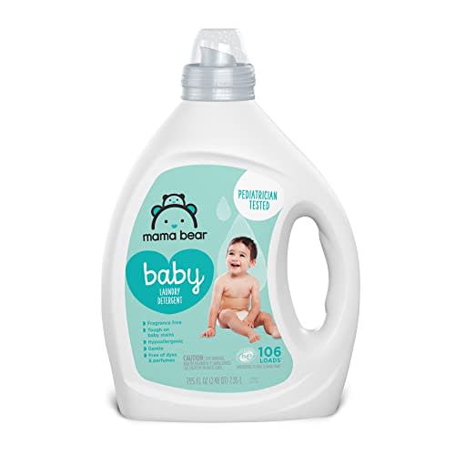 Amazon Brand - Mama Bear Concentrated Liquid Baby Laundry Detergent, Fragrance Free, 106 Loads, 79.5 fl oz (Pack of 1)