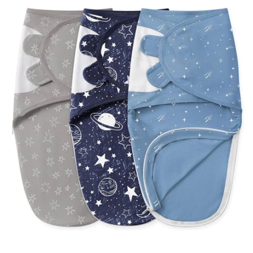 Baby Swaddles for Newborns with Zipper, 100% Cotton Newborn Swaddle Sack, 3 Pack Baby Swaddles 0-3 Months Swaddle Sleep Sack for Newborn Baby Boy Girl Blue Planet