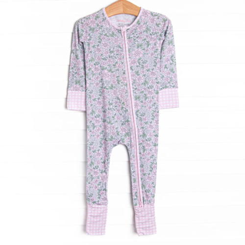 Gingham Gardenias Bamboo Zippy Pajama, Pink – Stitchy Fish