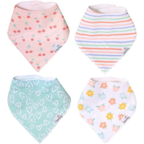 Copper Pearl Baby Bibs 4 Pack, Printed Bandana Drool Bibs for Baby Girl & Boy, Soft Cotton Drooling Teething Bibs