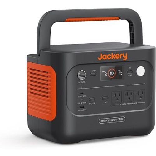 Jackery Explorer 1000 v2 Portable Power Station,1070Wh LiFePO4 Battery,1500W AC/100W USB-C Output, 1 Hr Fast Charge, Solar Generator for Camping,Emergency, RV, Off-Grid Living(Solar Panel Optional)