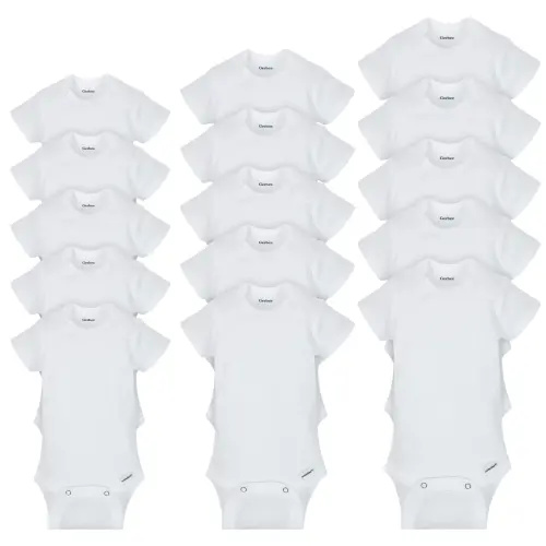Onesies⁠® 15-Pack Grow-With-Me White Short Sleeve Bodysuits Assorted Size Set