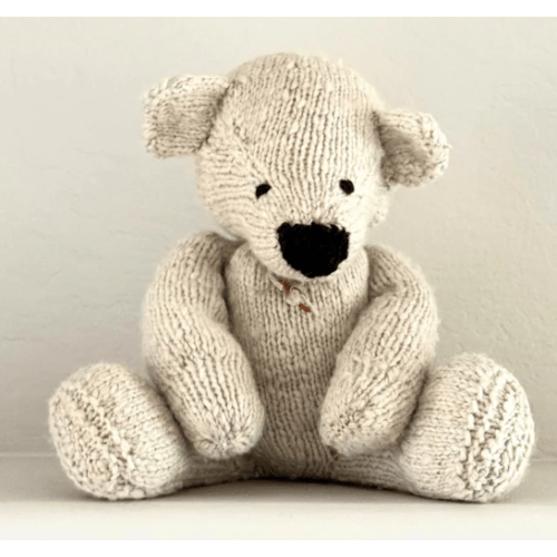 KENANA KNITTERS Hand Knitted Organic Wool Cream Teddy Bear