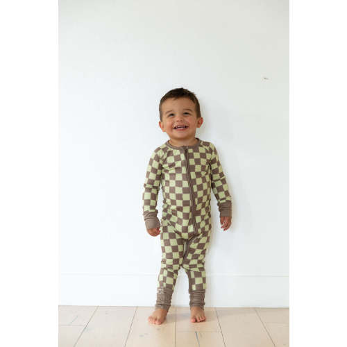 GREEN + BROWN CHECKER | ZIPPER ONE PIECE