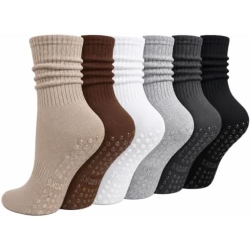 Justay 6 Pairs Pilates Socks with Grips for Women, Grip Non Slip Yoga Socks