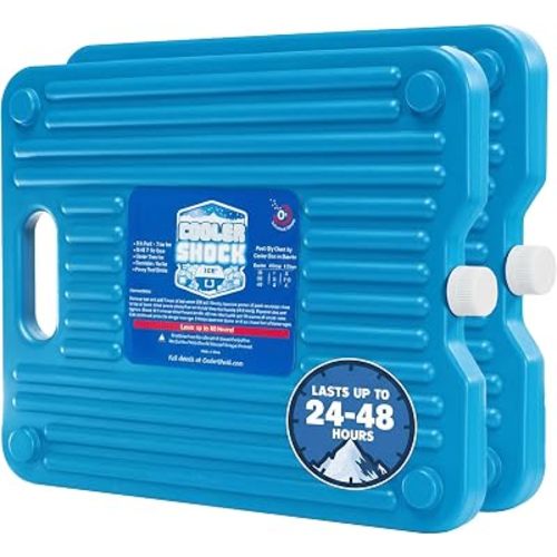 Cooler Shock Ice Packs for Cooler, Reusable, Long Lasting, Cold Freezer Packs for Coolers, Lunch Bags & Totes to Keep Food Fresh