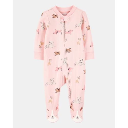 Baby Girl Dog Print 2-Way Zip Cotton Sleep & Play Pajamas - Pink | Carter's