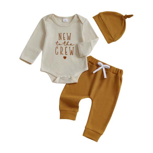 Kogui Fall Baby Boy Clothes Baby Boy Clothes Plaid Long Sleeve Hooded Romper Top + Infant Boys Pants Newborn Outfit Set 0 3 6 9 12 18 24 Months 2T 3T (Beige,0-3 Months)
