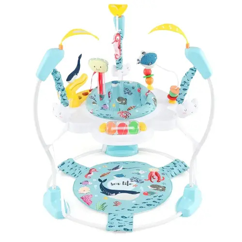 BABY JOY Baby Jumpers and Bouncers, Infant Activity Center with Music Lights Sounds, 360° Rotating Seat and 3 Adjustable Heights, Baby Play and Learning Center for 6-12 Months