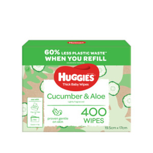Huggies Baby Wipes Refills Cucumber & Aloe | 400 pack