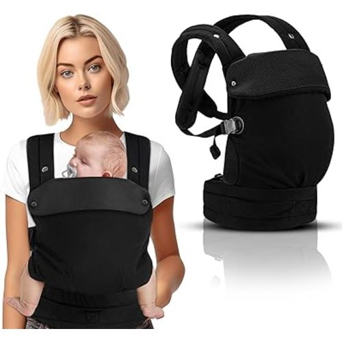 Baby Carrier Newborn to Toddler - Ergonomic Baby Holder 7-45lbs, Cozy Baby Wrap Carrier Infant Carrier Front and Back Carry Backpack, Adjustable Neck Support, Ideal for Hands-Free Parenting,Black
