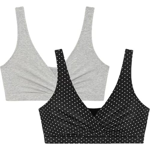 Motherhood Maternity Women's Soft Cotton Spandex Wrap Front Maternity & Nursing Sleep Bralette Bra S-3x