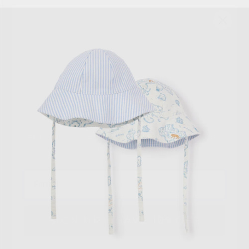 Oxford Stripe & World Explorer Print Reversible Sunhat – Elegant Baby
