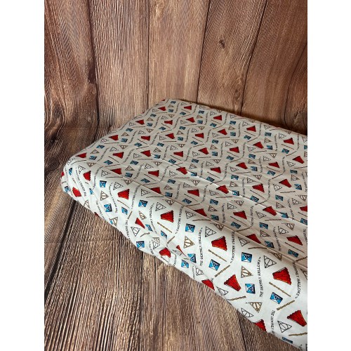 Wizard changing pad cover- natural cotton- baby- nursery- gift- table- breathable- boy- girl- magic- wand- owl- witch- potion- 90s- diaper-