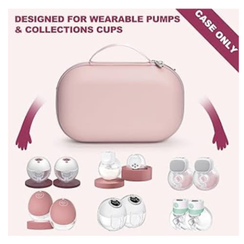 Wearable Breast Pump Bag Carrying Case for Momcozy & Willow, Use with Hands Free Wearable Breast Pumps for eufy Security/Medela/Bluefair, Travel Pumping Bag with Nipple Ruler & Removable Tray(Holds 2)