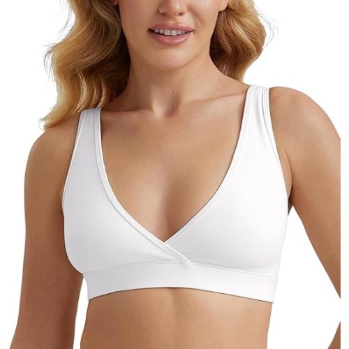 CRZ YOGA Butterluxe Maternity V Neck Nursing Bras - Wireless Sleep Breastfeeding Lounge Womens Pregnancy Bralette Comfy