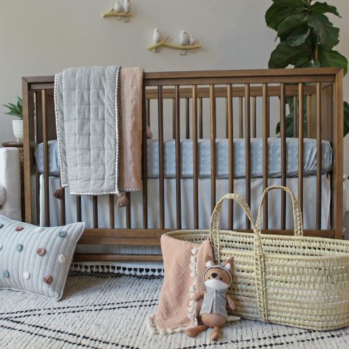Ezra Blue & White Crib Sheet - River Dash | Crane Baby