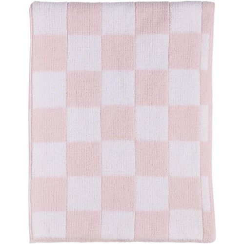 Living Textiles Chenille Knitted Blanket - Pink Check