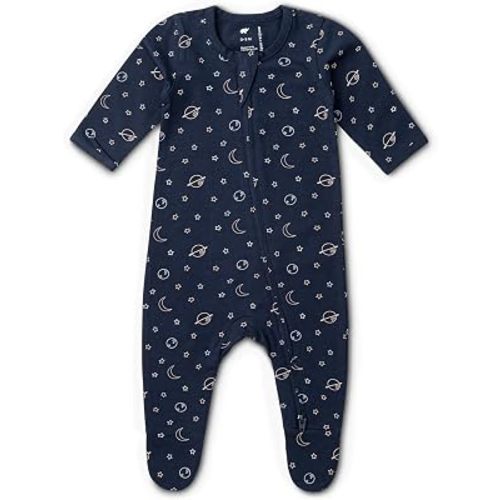 monica + andy Double Zipper One Piece, 100% Organic Baby Clothes for Girls & Boys, Unisex, Preemie, Newborn & Infant Sizes