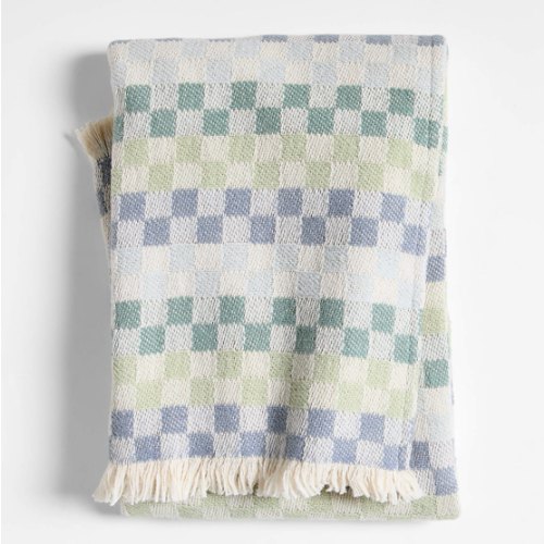 Multi Checker Cool Jacquard Woven Organic Cotton Baby Stroller Blanket