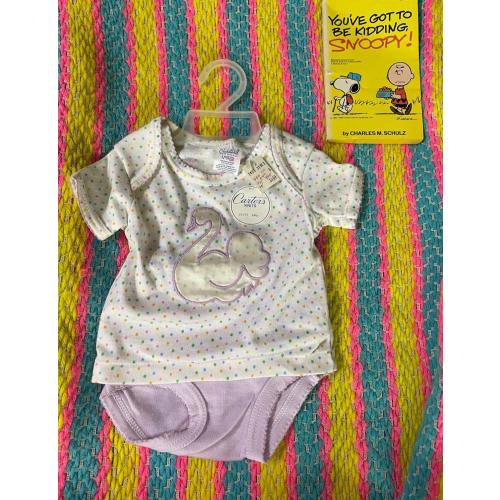 Vintage Carter's Baby Outfit: Swan Embroidered Top & Bloomers (6 Mos)