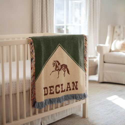 Personalized Cowboy Woven Baby Blanket, Western Cowboy Boys Blanket, Heirloom Blanket, Newborn Name Blanket, Baby Name Blanket, Woven Throw