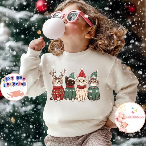 Christmas Cats Toddler Sweatshirt, Cat Lover Christmas Kids T-Shirt, Cute Cat Christmas Baby Onesie®, Funny Christmas Shirt, Christmas Gift