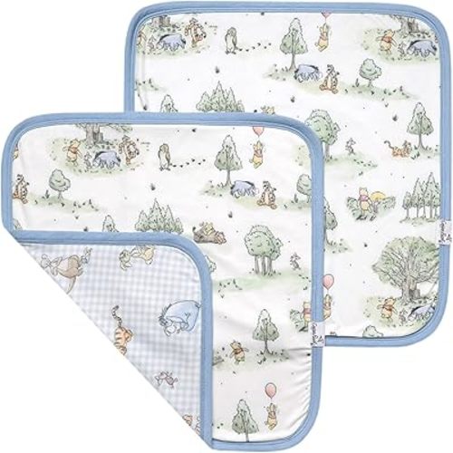 Copper Pearl 3-Layer Knit Security Blanket Set Sized 16" x 16" 2-Pack Hundred Acre Wood