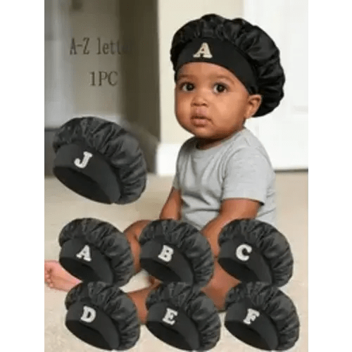 1PC Baby Sleep Cap for 1-3 Years, Soft Stretch Silk-Like Bonnet, Black Color, Comfortable Hair Protection Hat - TikTok Shop